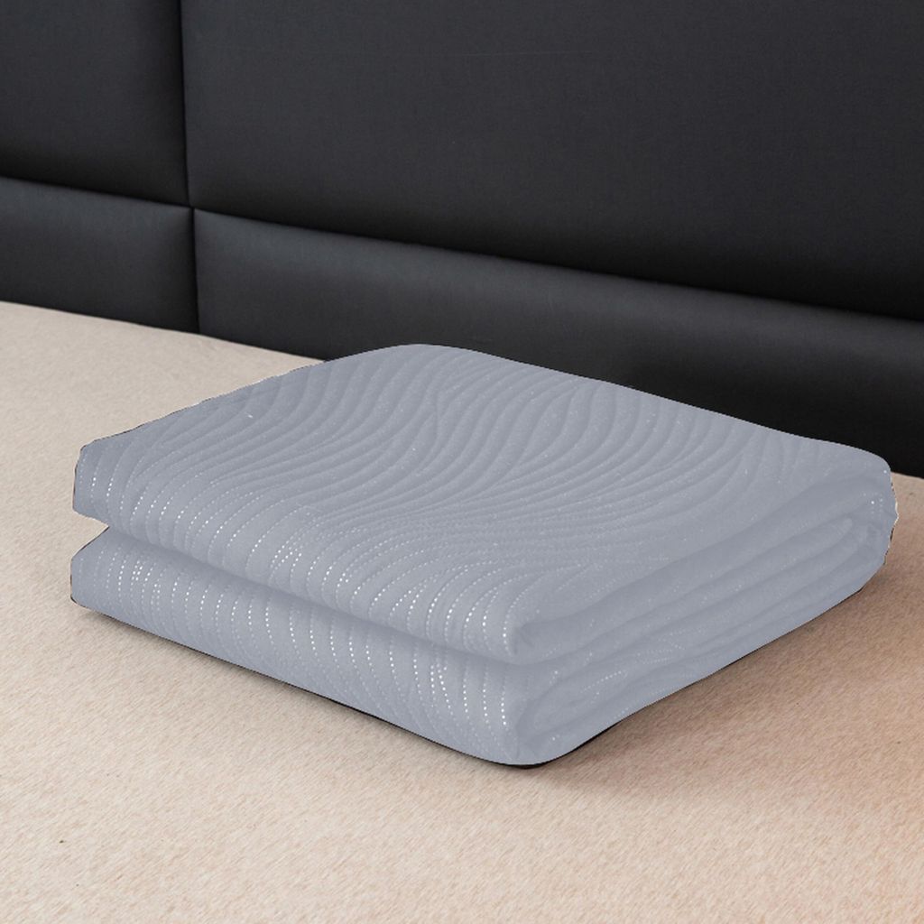 FEBE Tagesdecke Bettüberwurf 220x200 cm Hellgrau Überwurfdecke Sofadecke Sofaüberwurf Flauschig Mikrofaser Zimmer Deko Throw Blanket