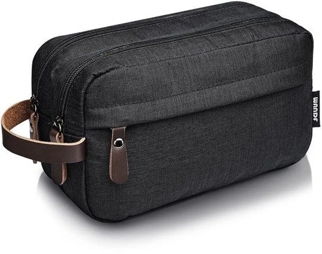 Trousse de toilette noire imperméable en nylon souple et ultra légère B