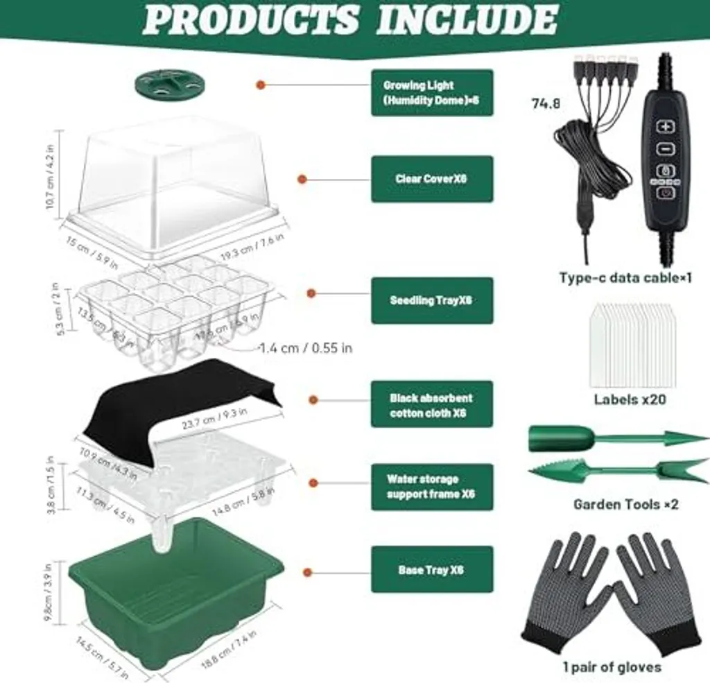 Veekay Kit Mini Serra 6 Pezzi - Design Elegante per Germinazione Casa - 7