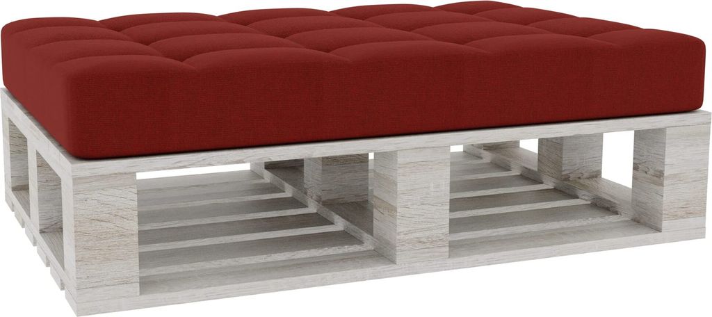 Palettenkissen, Palettenauflagen Sitzkissen Rückenlehne Gesteppt PFG (Sitzkissen 120x60, Burgund)