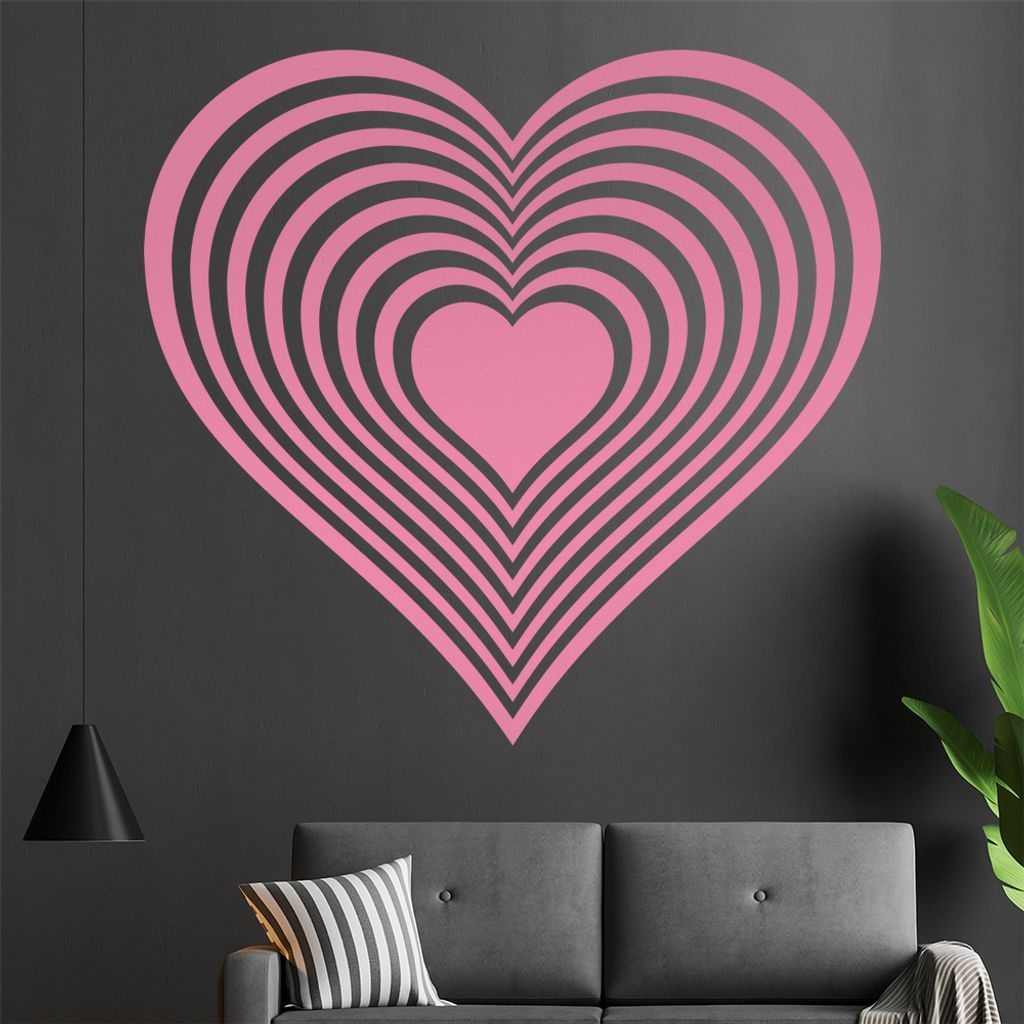 Herz Wandtattoo in 6 Größen - Wandaufkleber Wall Sticker - Dekoration, Küche, Wohnzimmer, Schlafzimmer, Badezimmer