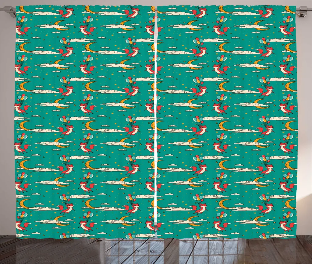 Paire de Rideaux de Jardin d'Enfants Motif Renard Universels 280x225cm