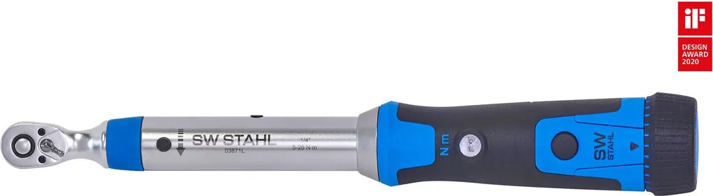 Clé dynamométrique 5-25 Nm en acier robuste avec cliquet 1/4 pouce