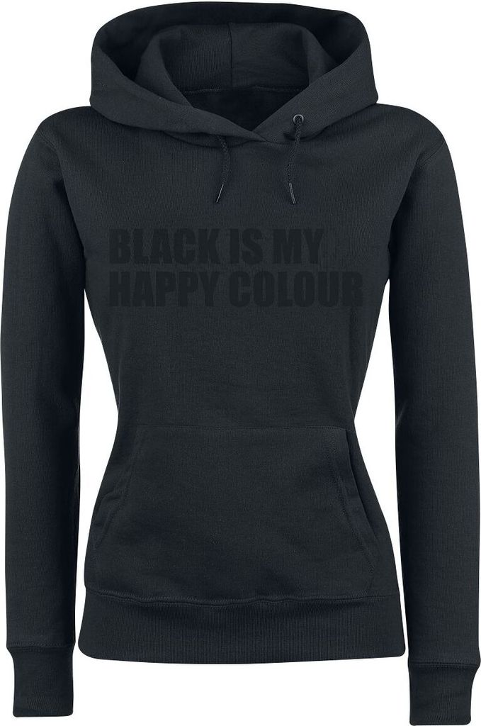 Sprüche Kapuzenpullover Damen Black Is My Happy Colour schwarz XL