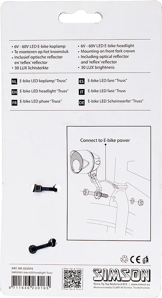Phare E-bike Simson 6-60V : Éclairage Stable contre l'Obscurité sur Route