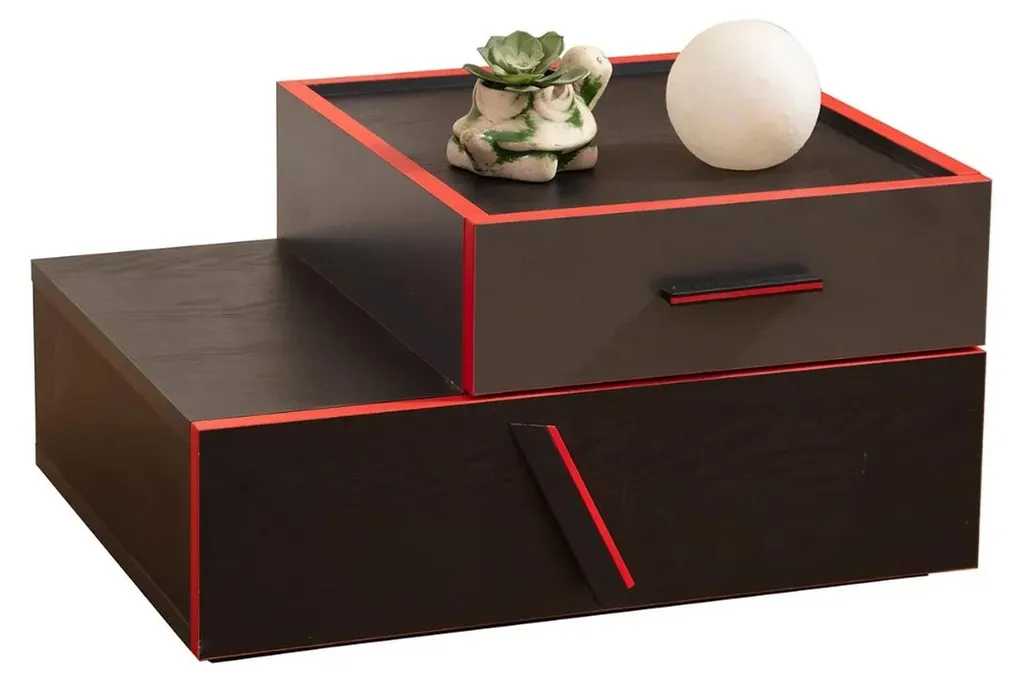 Table de nuit enfant en bois stable pour ranger ses livres noir et rouge