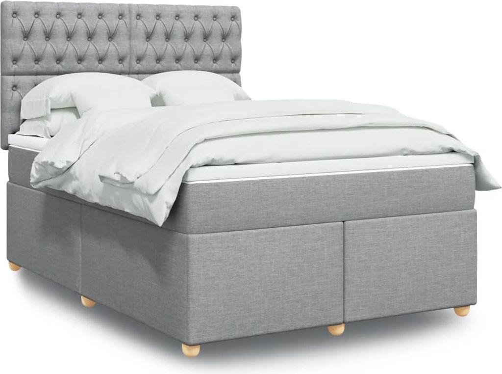 Maison Exclusive - Boxspringbett mit Matratze Hellgrau 140x200 cm Stoff