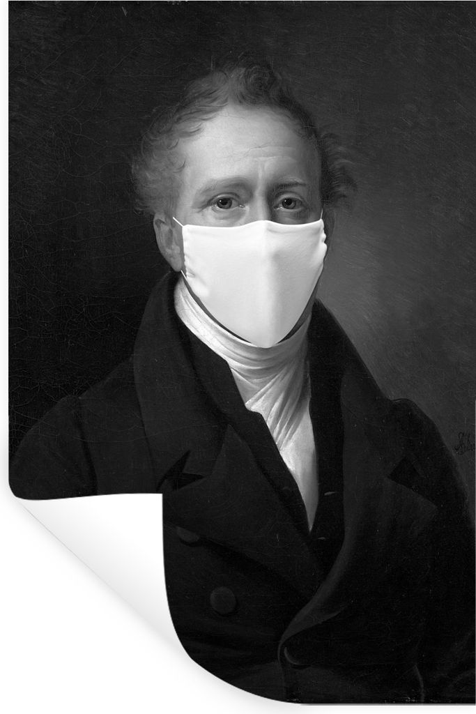 MuchoWow Wandtattoo Wandsticker Wandaufkleber Daniel Francis Schas mit einer Mundmaske - Gemälde von Alexander Jean Dubois Drahonet - schwarz-we...