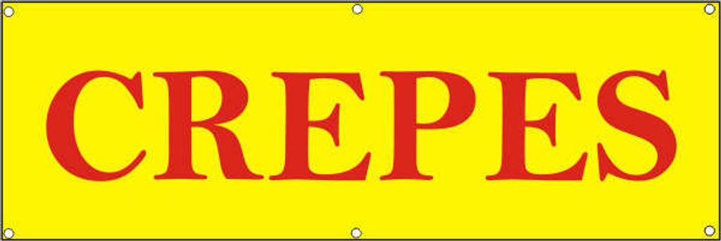 Werbeplane / Gerüstplane - p083 - CREPES - NEU - 200 cm x 67 cm - für Baustelle, Garten, Zaun oder Veranstaltung