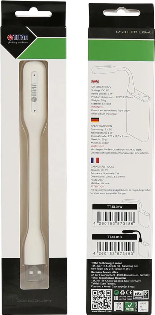Mini Luce LED USB Titan TTL-SL01W Bianca | Illuminazione Eye-Care Portatile