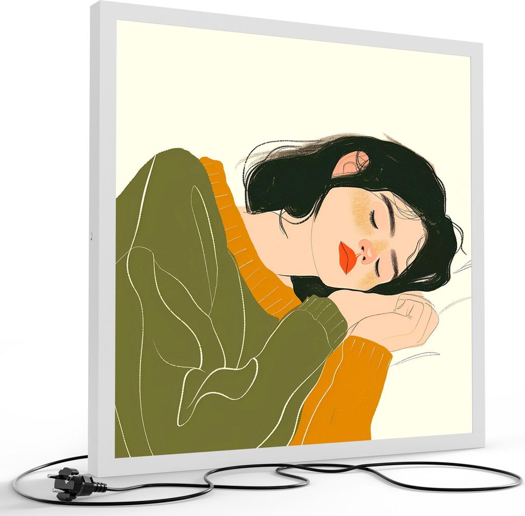DEQORI LED-Bild & Lampe 60x60 cm Weiß 'In stiller Stunde' Leuchtbild LED Wandbild Leuchte
