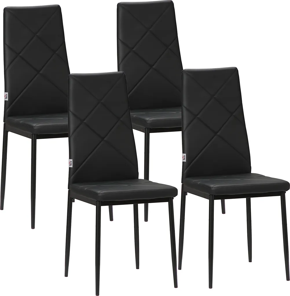 Chaises de salle à manger faciles à nettoyer, lot de 4 avec dossier haut