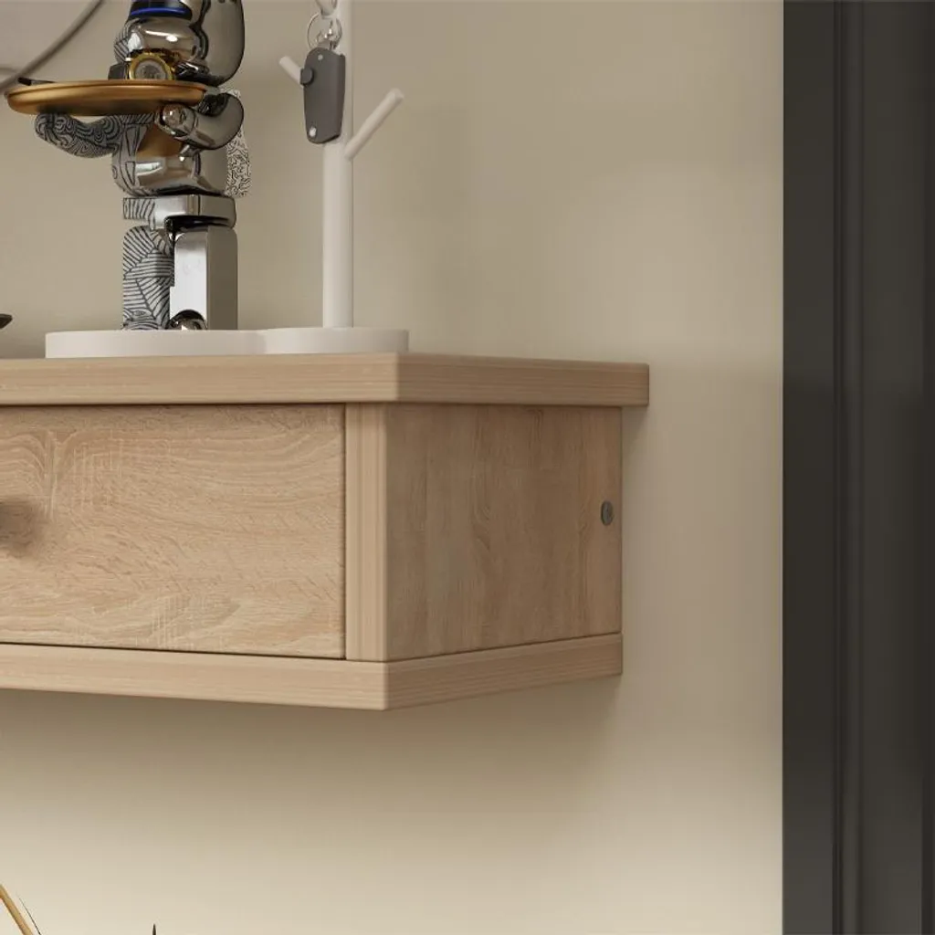 Étagère murale marron avec portes style moderne et loft, largeur 64 cm - 7