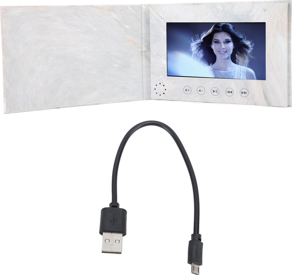 Video -Grußkarte 7 Zoll wiederaufladbares DIY Digital HD -Broschüre mit 2 GB Erinnerung für das Weihnachtsjubiläum des Muttertages Grau