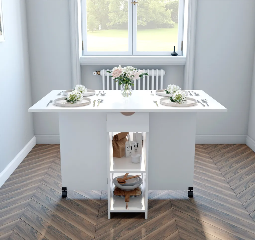 Table à manger modulable avec tiroir central et pieds réglables 120cm - 3
