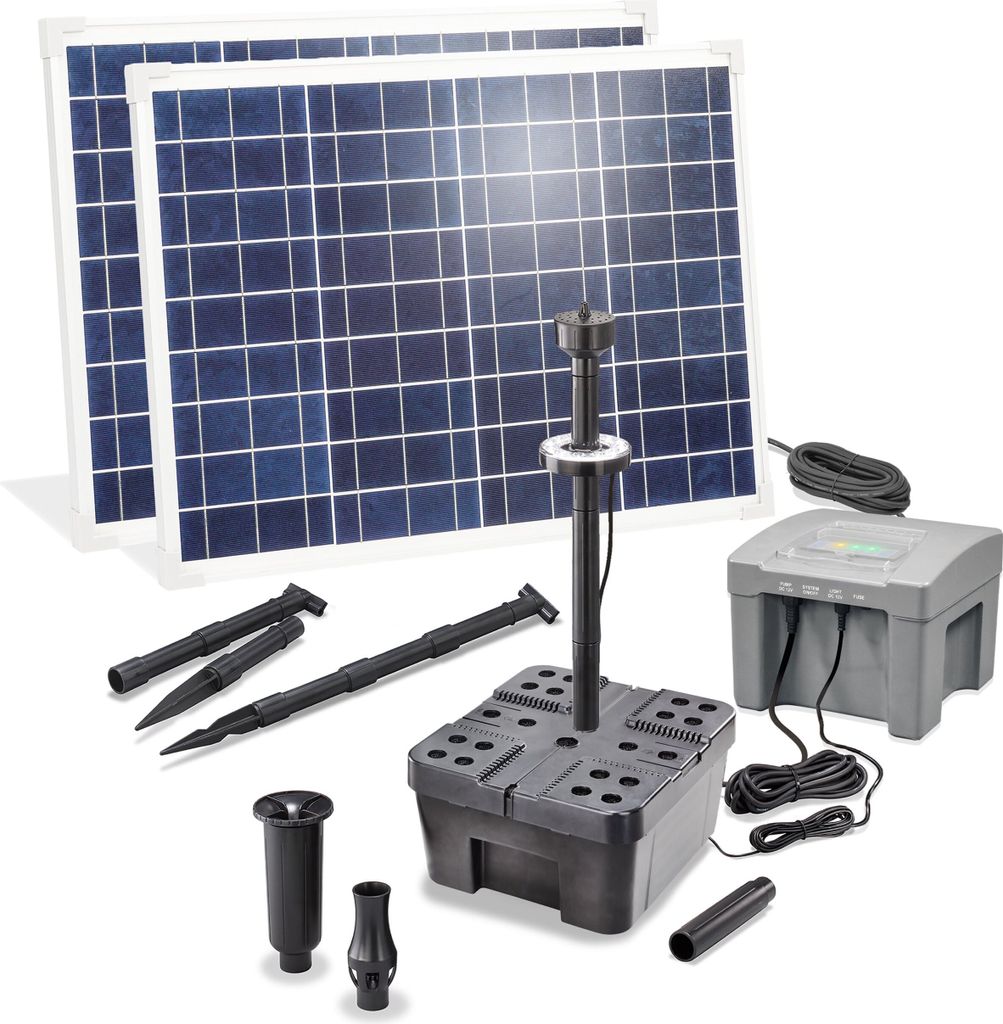 esotec Solar Teichfilter-Set Profi 100/4000 LED Akku Solarmodul KIT 100956