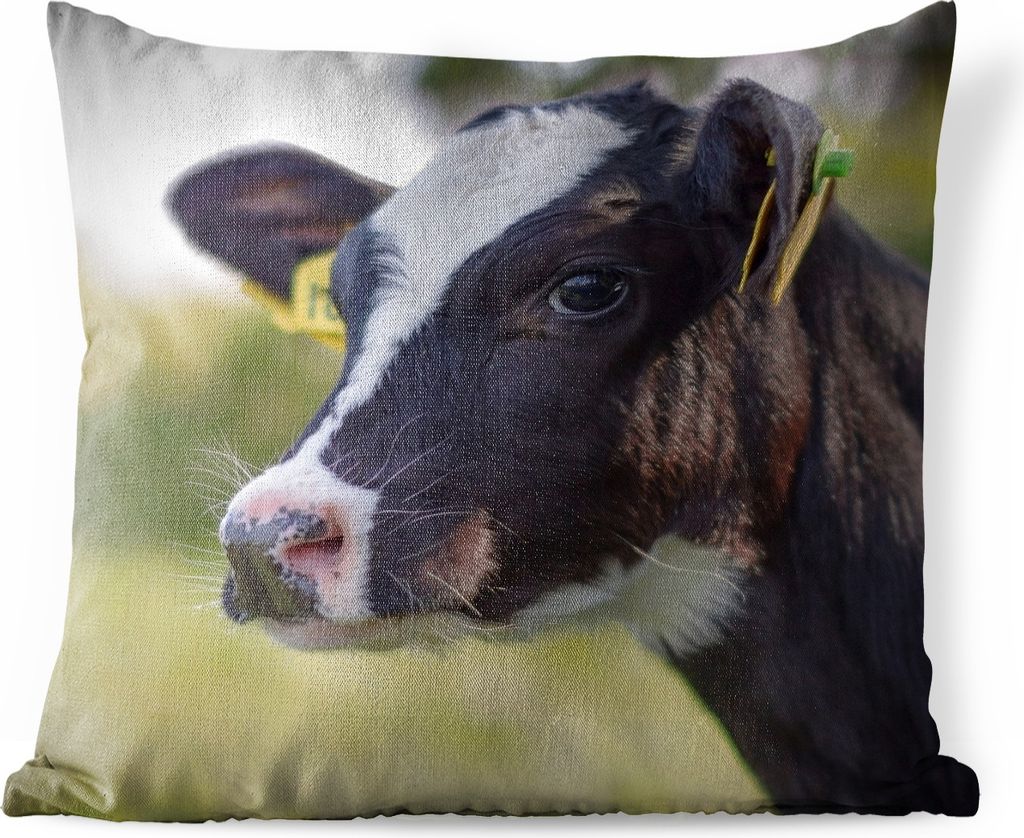 MuchoWow Outdoor Kissen - Kuh - Kalb - Tiere - Bauernhof - 60x60 cm - Wetterfest - Lounge Kissen - Dekoration - Schlaf Kissen