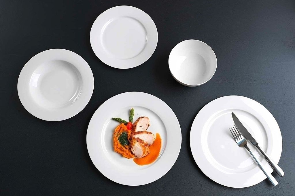 Home4You Dessertteller 24er Set - Bone China Weiß 20cm