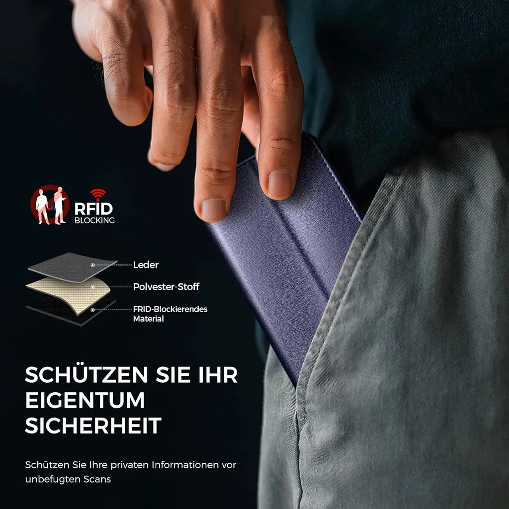 Custodia Armatura iPhone 14 EASDNB Blu - Vetro e RFID Blocker - 4