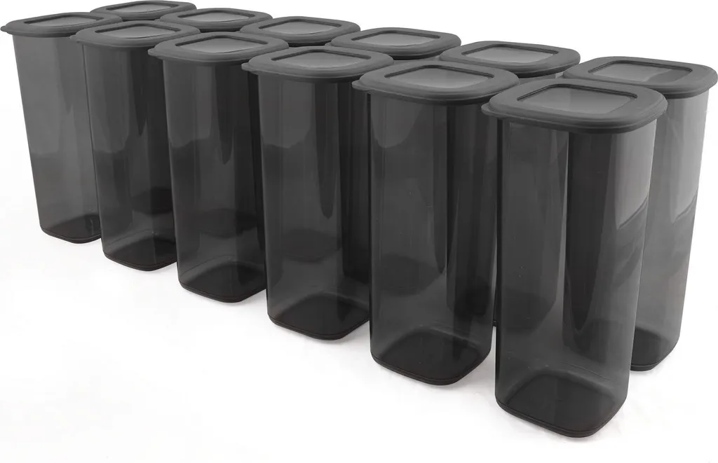 Boîtes à provisions en plastique gris Hermia Concept - Lot de 12 pièces