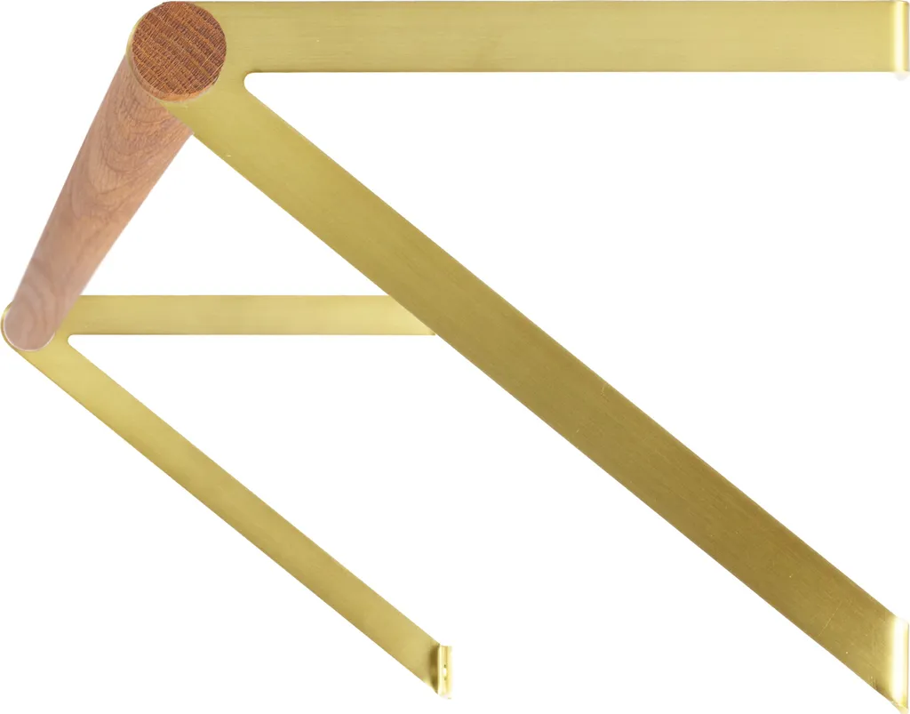 Natural Goods Berlin GARD REINICKENDORF, supporto per appendiabiti, montaggio a parete, appendiabiti a muro, oro antico, con asta rotonda in rovere 130cm, 2 pezzi