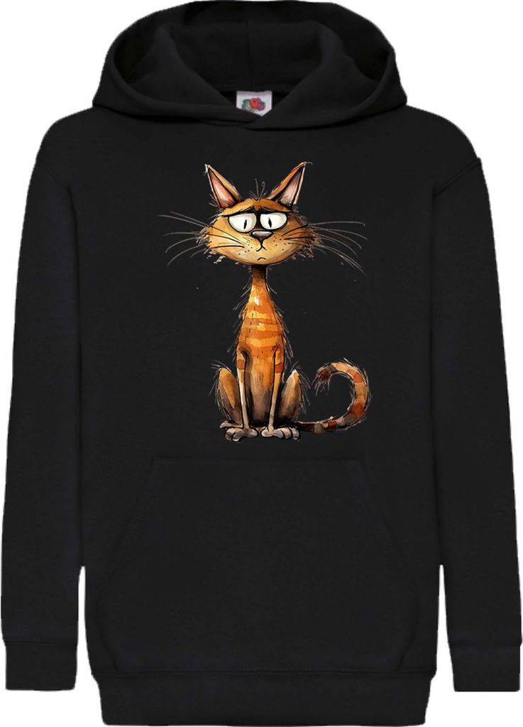 Kinder Kapuzenpullover Funny Cats Breeds Chausie Cat, 9-11 Jahr - 140 / Schwarz