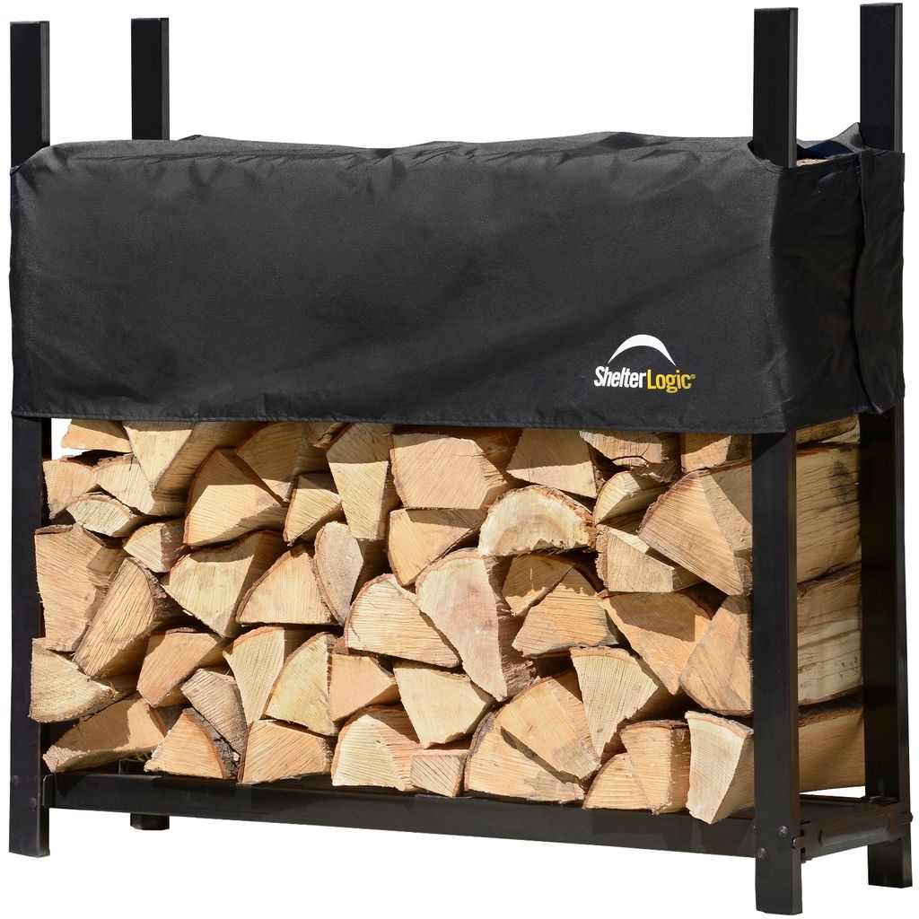 Shelter Logic Metall Kaminholzregal inkl. Abdeckung schwarz 120 x 36 x 119 cm (L x B x H)
