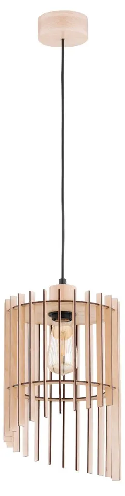 Suspension SOLANA Bois et Métal Noir 15W - Luminaire Minimaliste 90cm