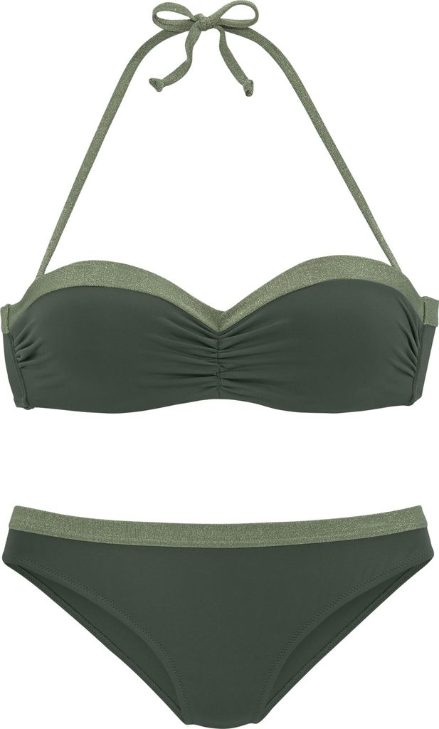 JETTE Bügel-Bandeau-Bikini oliv Größe 42 Cup D