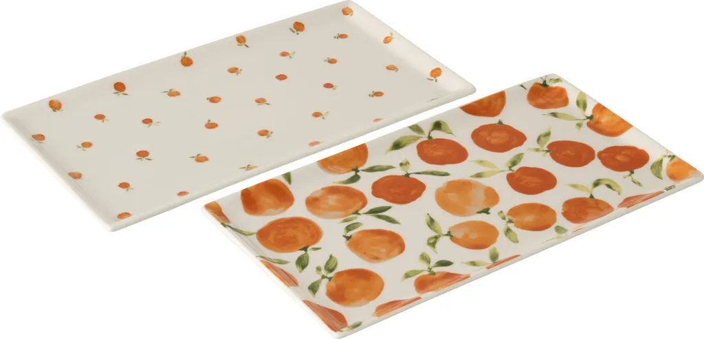 Plateau Déco Rectangulaire pour Apéritif et Café J-Line Orange Blanc