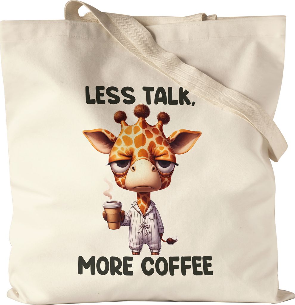 Less Talk More Coffee Lustige Giraffe Jutebeutel Kaffee Spruch Morgenmuffel Geschenkidee