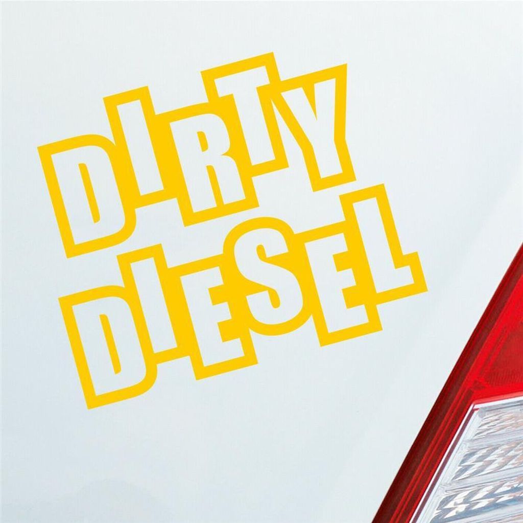Auto Aufkleber Dirty Diesel Dreckig Hoher Verbrauch Sprit 12x10 cm Gelb Sticker Heckscheibenaufkleber