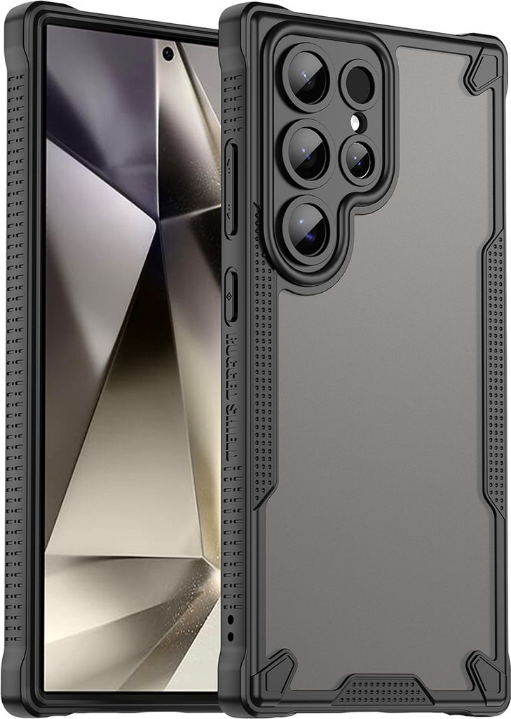 Schutzhülle für Samsung Galaxy S24 Ultra, transluzente matte Rückseite, TPU Bumper Case Schwarz
