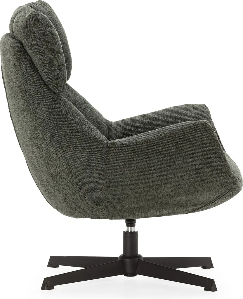 Fauteuil Design Matelassé Gris et Métal Noir ODETTE CALICOSY - H89 cm - 4