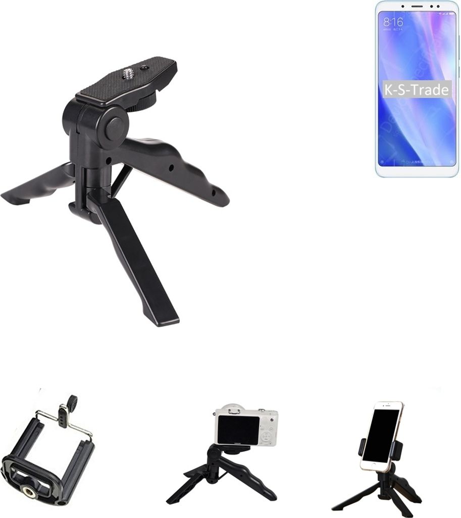 K-S-Trade Stativ Tisch-Ständer Dreibein Handy-Stativ Ständer kompatibel mit Xiaomi Redmi Note 5 SD636 China Mini-Stativ Smartphone Tripod