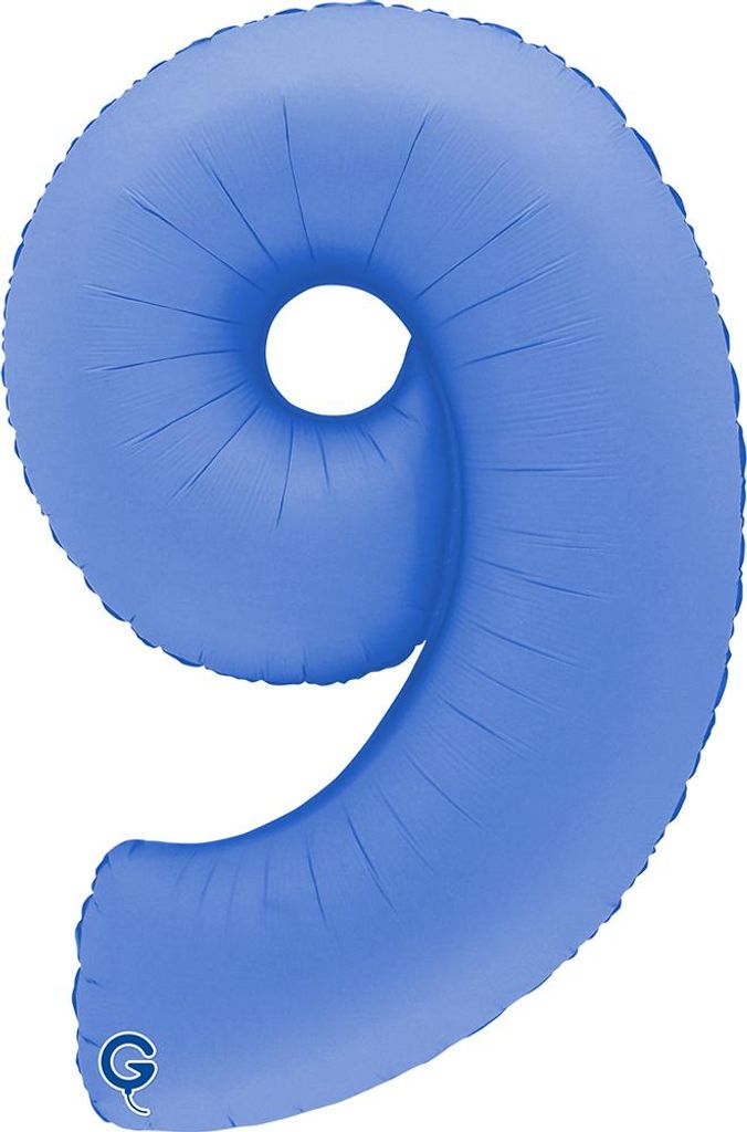 XXL Zahlen Folienballon 40"/102cm | Matt Lotus Blue Zahl: 9