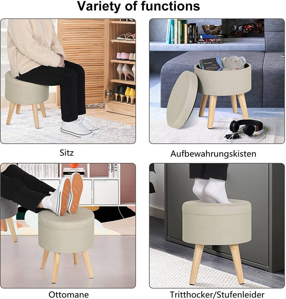 WOLTU Sitzhocker Fußhocker Aufbewahrungsbox mit abnehmbarem Produktbild 7