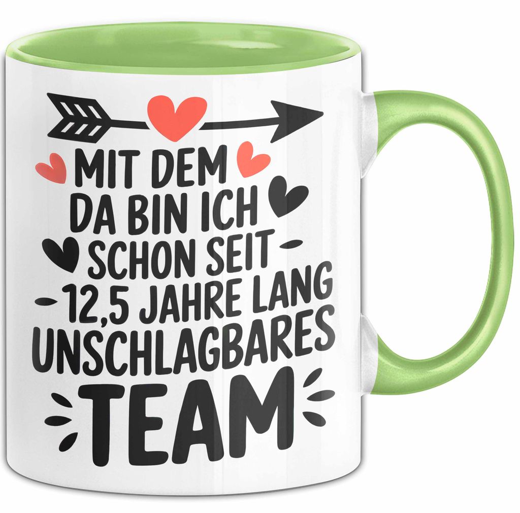 Romantische Pärchen Tasse Geschenk Team seit 12,5 Jahren Geschenkidee Lustig (Grün)