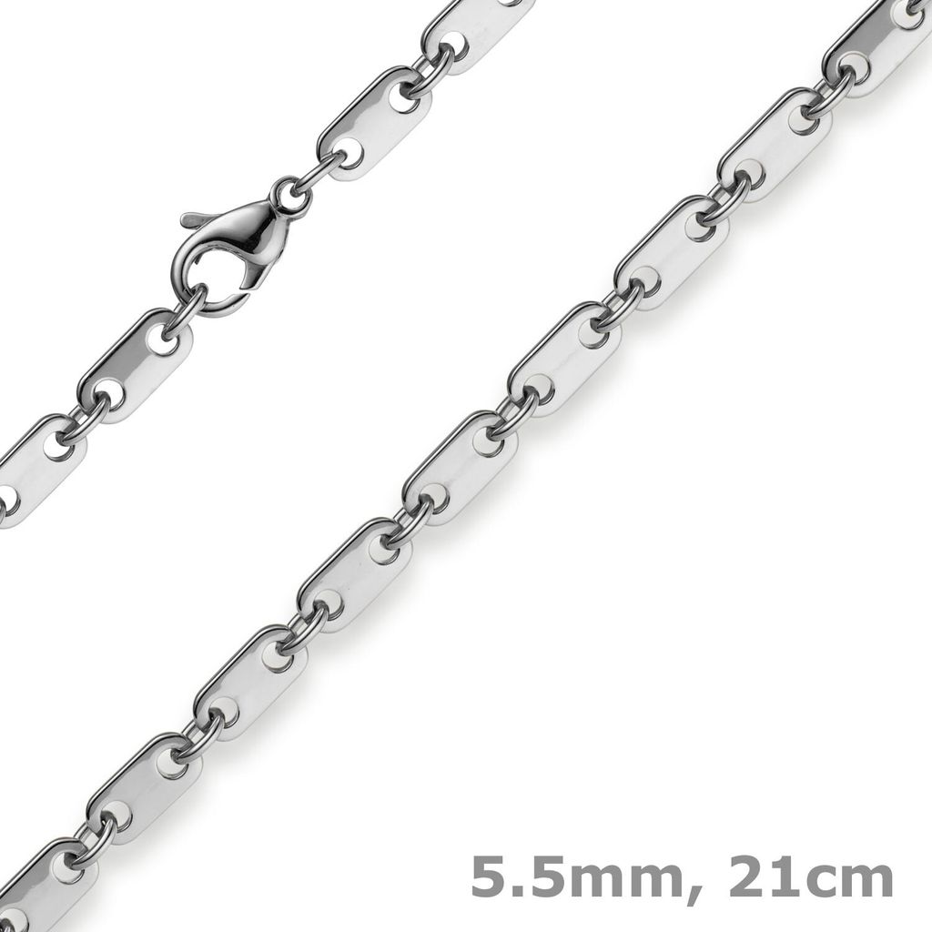 5,5mm Armband Armkette Plattenkette aus 585 Gold Weißgold massiv 21cm Uni