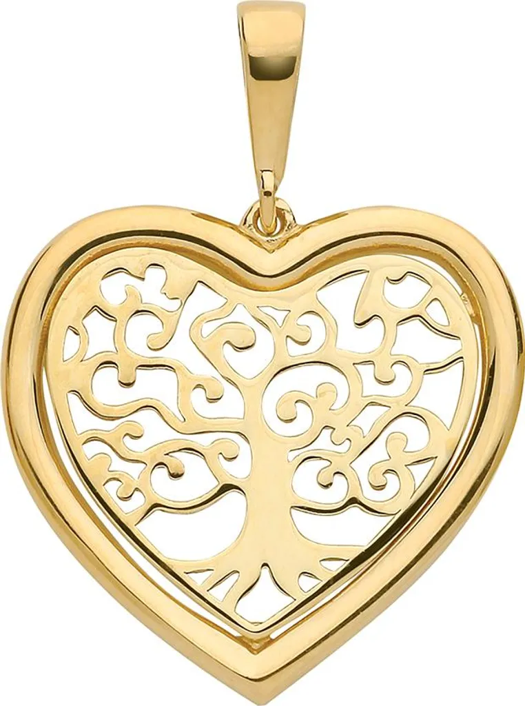 Bijou Pendentif Arbre de Vie en Or 9K pour Femme, Silhouette Cœur