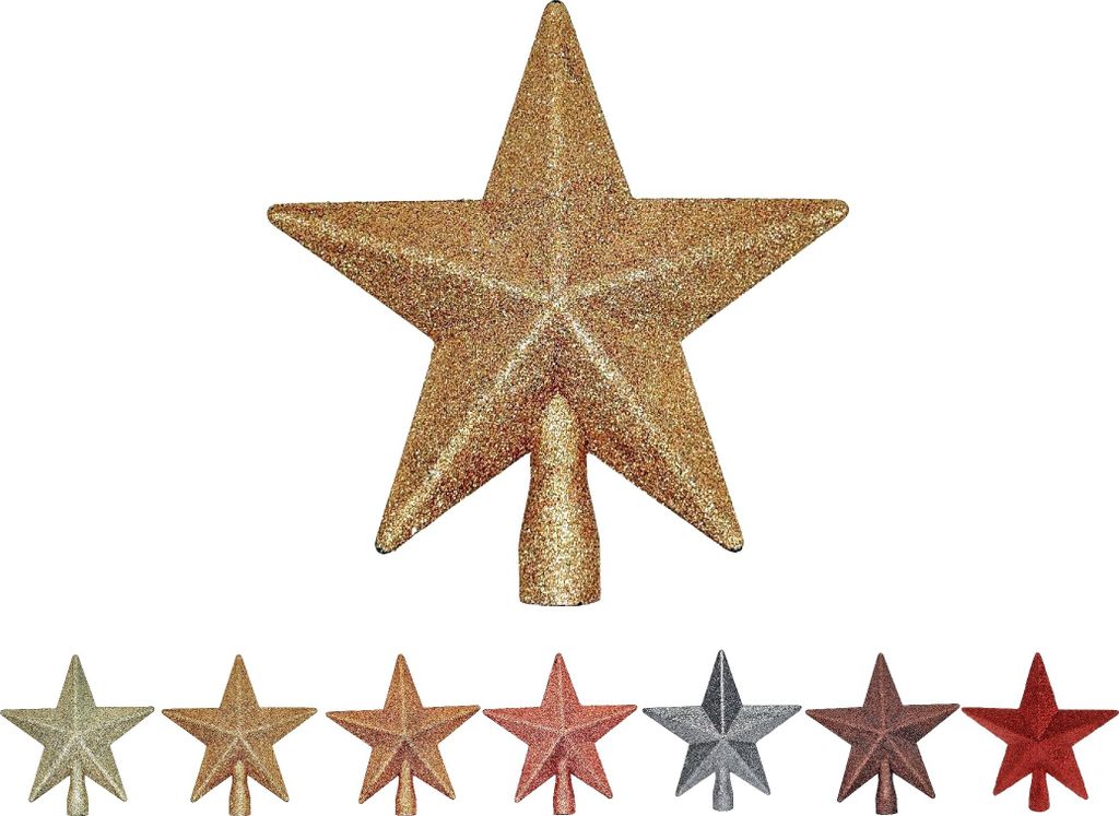 Bambelaa! Weihnachtsbaumspitze Christbaum Dekoration Weihnachten Ornament Glitzernd Stern Größe Ca. 18 cm Gold