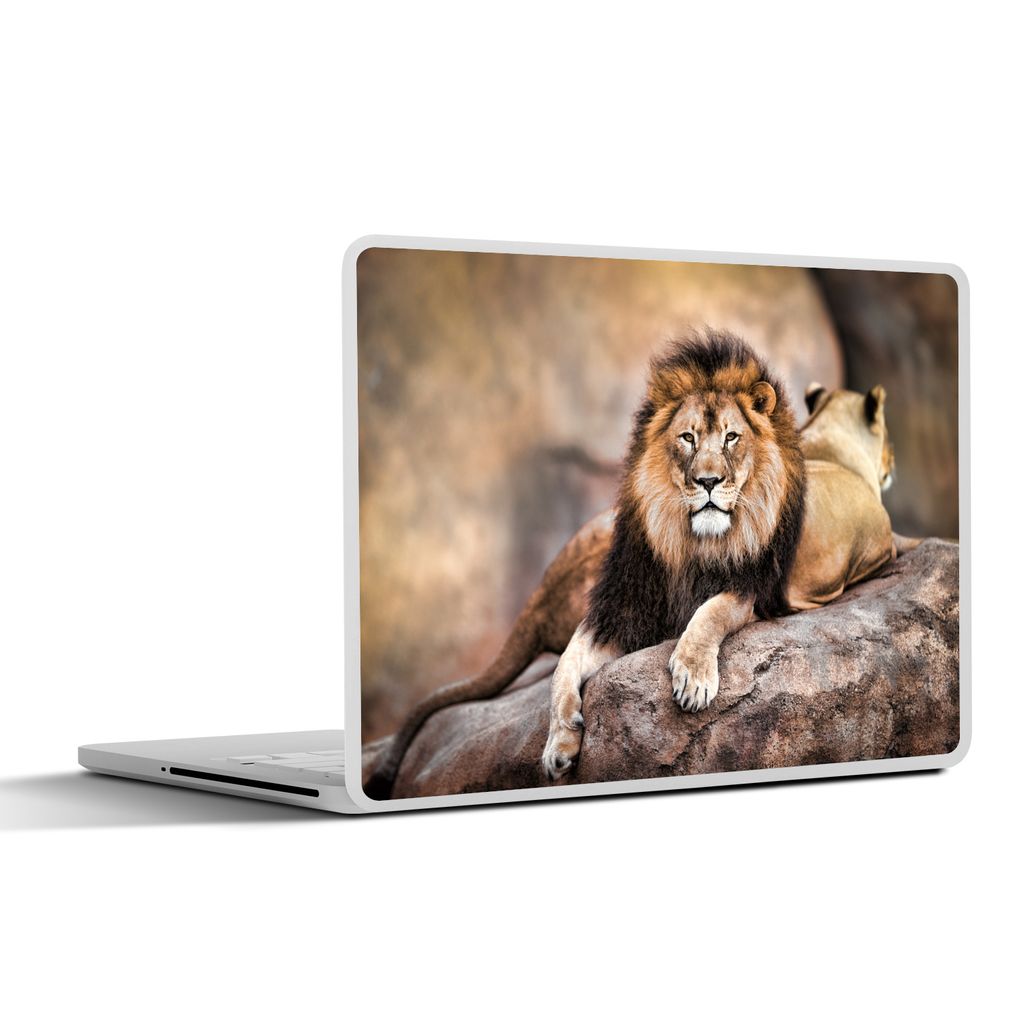 MuchoWow Laptop Aufkleber Sticker Cover Löwe - Felsen - Tiere 31x22.5 cm - Laptop-Deko