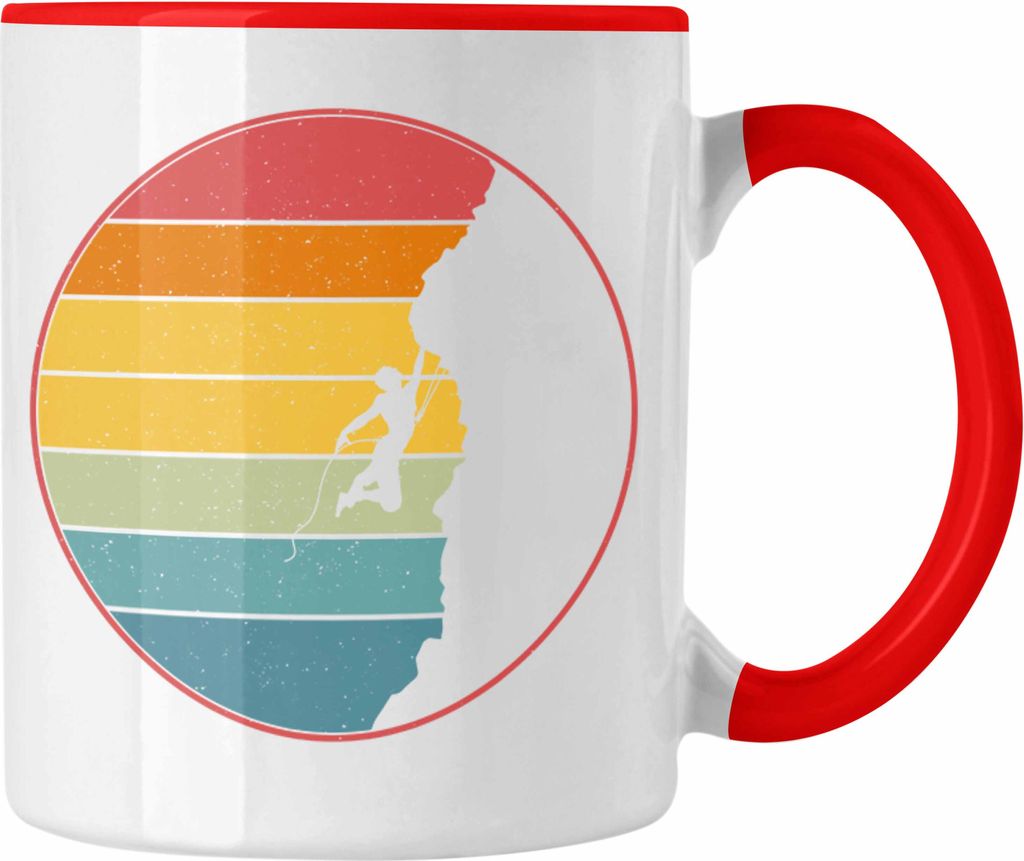 Trendation - Klettern Bergsteigen Geschenk Tasse Boulder Geschenkidee Berge (Rot)