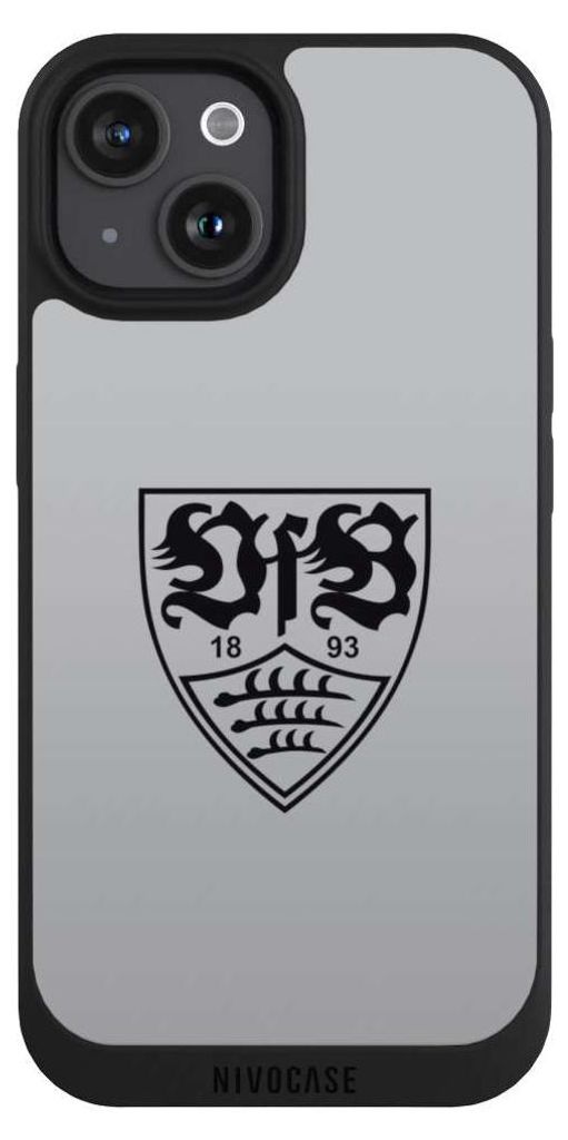 NIVOCASE Handyhülle für Apple iPhone 15 Hülle NIVOpure Case Schwarz Logo Offizielles Lizenzprodukt VfB Stuttgart
