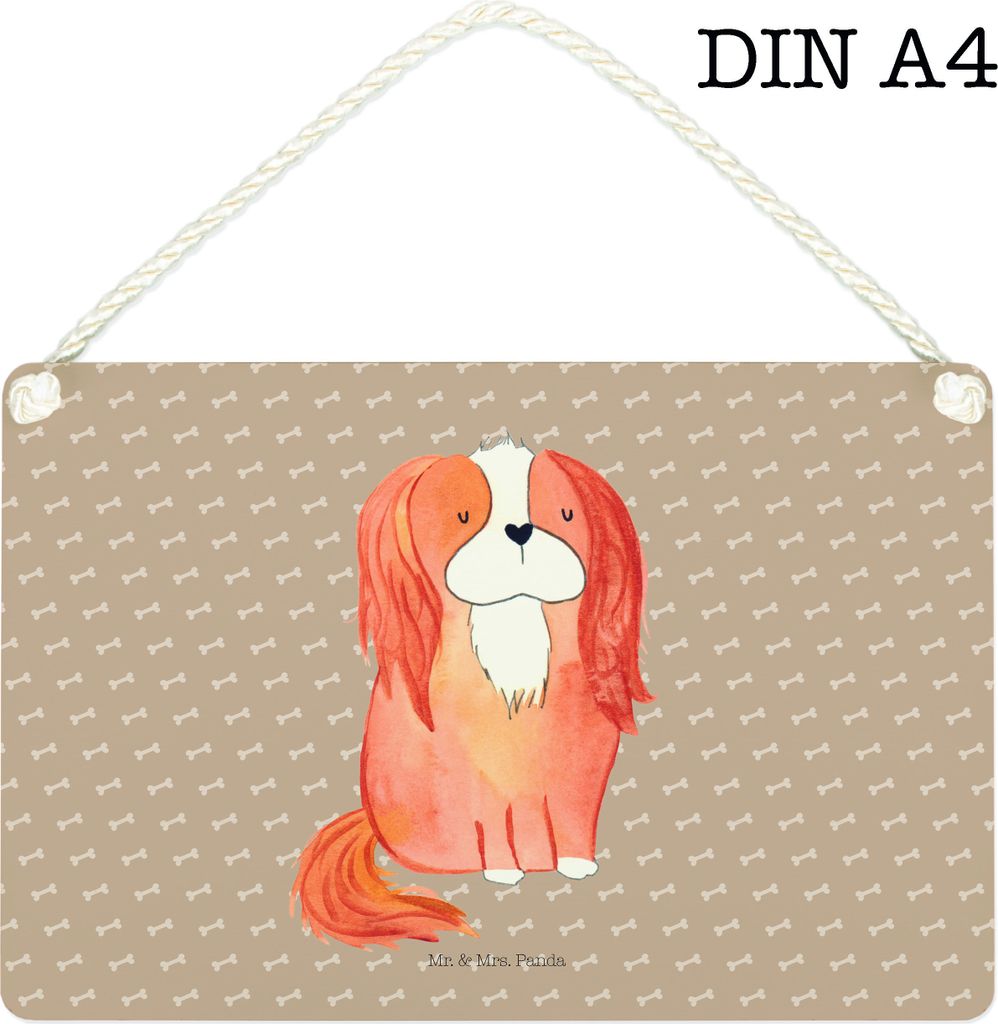 Mr. & Mrs. Panda holzbild Hund Cavalier King Charles Spaniel DIN A4 - Hundeglück - Geschenk, Wandbild Holz, Sprüche, wandtafel, Schlappohren, Dek...