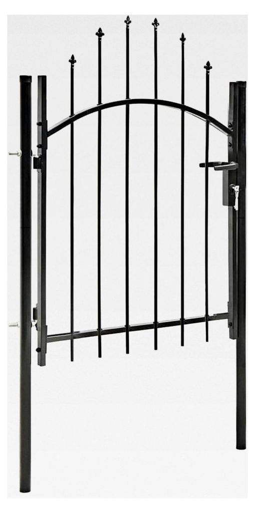 Gartentor Stahl 1x1,5 m Schwarz, Zauntor für Einfahrt, Seitenzugang, Tiergehege, Gewerbegrundstück