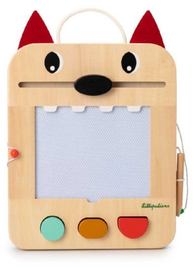 Lilliputiens - Magische Tafel Louis - Interaktives Spielzeug für Kinder mit geometrischen Stempeln, Spielkarten und Holzstift - Fördert Kreativit...