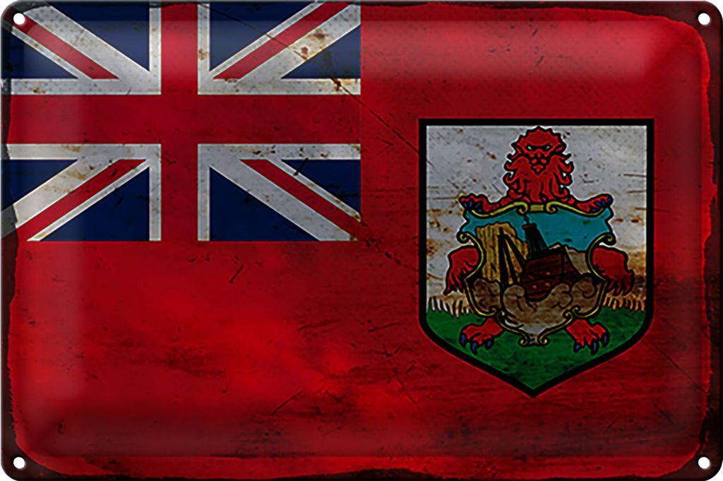 Blechschild Flagge Bermuda 40x30cm Flag of Bermuda Rost