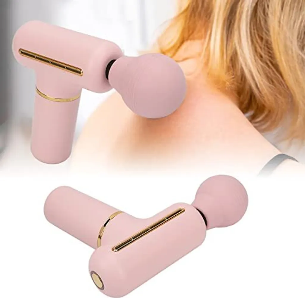 Pistola per massaggi, massaggiatore portatile a percussione muscolare, vibrazione portatile a 4 velocità per il rilassamento profondo, massaggiatore elettrico (rosa)