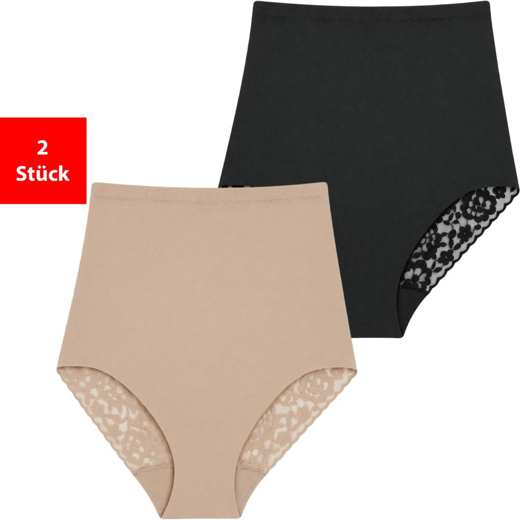 Shapingslips Shapewear Damen Unterwäsche Bauchweg 1er-3er Pack Shape Slips - Schwarz Beige M 2 Stück